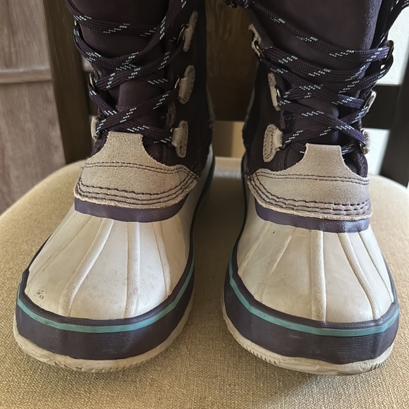 LL Bean Women’s Suede Lace Up Lined Snow Boots Purple Gray Size 7 - Picture 9 of 13